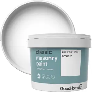 GoodHome Classic Pure brilliant white Smooth Matt Masonry paint, 10L