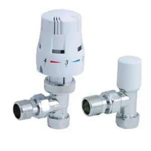 Thermostatic Radiator Valve Angled TRV & Lockshield 15mm Radiator Thermostat Valve - Corso Bathrooms