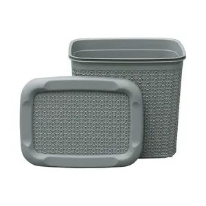 JVL Knit Design Loop Plastic Storage Box, 10L, Grey