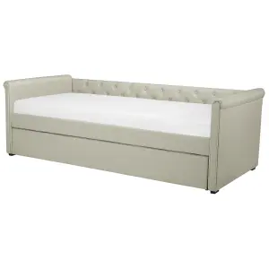 Fabric EU Single Trundle Bed Beige LIBOURNE