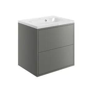 Grasmere Matt Grey Wall-mounted Vanity unit & basin set (W)600mm (H)600mm