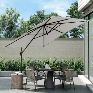 3M Light Grey Canopy Tilt Garden Roman Umbrella with Cross Base