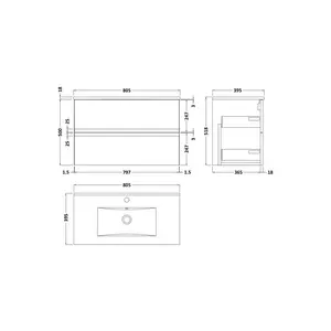 Urban 800mm Wall Hung Single Vanity Unit Satin White