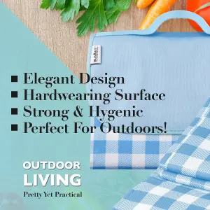 Blue Oxford Picnic Blanket - Waterproof Gingham - Summit