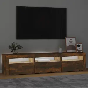 Berkfield TV Cabinet with LED Lights Smoked Oak 180x35x40 cm