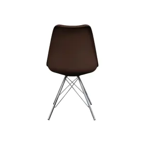 Soho Chocolate Brown Plastic Dining Chair with Chrome Metal Legs