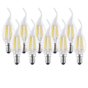 Harper Living 4.5 Watts E14 LED Bulb Clear Flame Tip Warm White Dimmable, Pack of 10