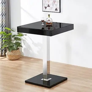 Topaz Glass Black Gloss Bar Table With 2 Coco Black Stools