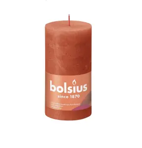 Bolsius Rustic Earthy Orange Shine Pillar Candle. Unscented. H13 cm