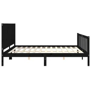 Berkfield Bed Frame with Headboard Black 200x200 cm Solid Wood