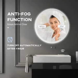 kleankin Illuminated Bathroom Mirror with LED Lights, 3 Colours, Defogging Film