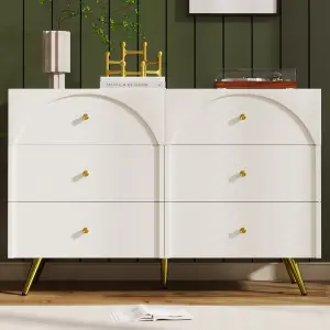 Bedroom Chest of Drawers, Sideboard Cabinet with Golden Handles, Console Display Table for Living Room