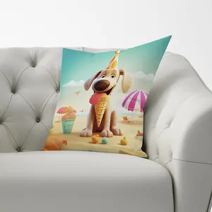 Dog On A Beach Holiday Cushions 33cm x 48cm