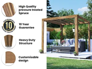 Dunster House Wooden Pergola Kit 2.5m x 2.5m Garden Plant Frame Patio Pressure Treated Terracube