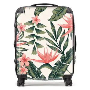 Dark Tropical Green Leaves Suitcase - Large