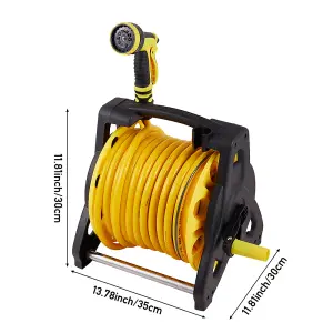 25m Portable Garden Watering Hose Reel Set with 10 Modes in Yellow and Black