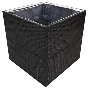 Berkfield Garden Planter Black 80x80x80 cm Poly Rattan