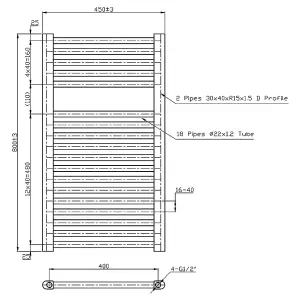 Rinse 800x450mm Chrome Bathroom Heated Towel Rail Radiator Straight Ladder Style Towel Warmer