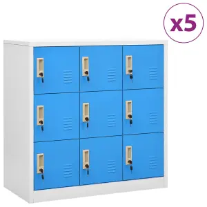 Berkfield Locker Cabinets 5 pcs Light Grey and Blue 90x45x92.5 cm Steel