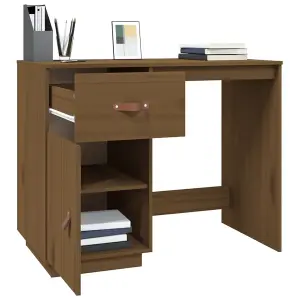 Berkfield Desk Honey Brown 95x50x75 cm Solid Wood Pine