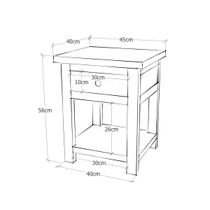 Mirano 1 Drawer Bedside Table Chrome Knob