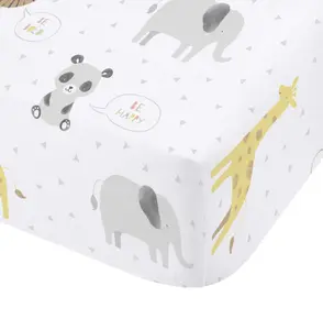 Catherine Lansfield Kids Bedroom Roarsome Animals Fitted Sheet 25cm Depth Natural