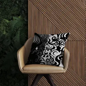 Black Grey Abstract Outdoor Cushion 60cm x 60cm