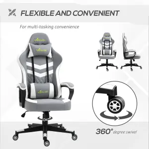 Vinsetto Racing Gaming Chair w/ Lumbar Support, Gamer Office Chair, Grey White