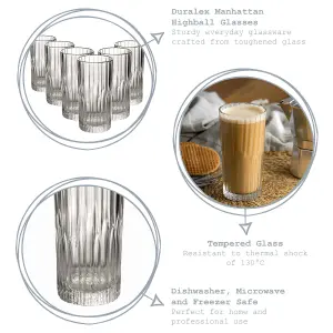 Duralex - Manhattan Vintage Collins Glasses - 305ml Highball Cocktail Tumblers - Pack of 6