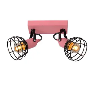 Lucide Pola Modern Twin Ceiling Spotlight Children - 2xE27 - Pink