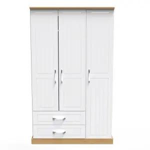 Whitby Triple Wardrobe in White Ash & Oak (Ready Assembled)