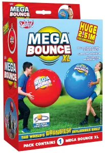 Wicked Mega Bounce XL Blue.  Huge inflatable bounce ball with a 2.5m circumference. Foot pump included