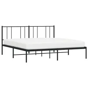 Berkfield Metal Bed Frame with Headboard Black 200x200 cm