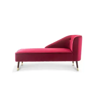 Left Hand Chaise Lounge in Velvet Scarlet Red