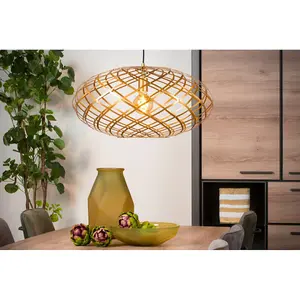 Lucide Wolfram Modern Pendant Light 65cm - 1xE27 - Matt Gold, Brass