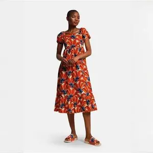 Regatta Orla Kiely Midi Summer Dress Orange Tropical, Size: 20