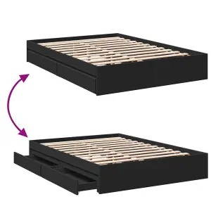 Berkfield Bed Frame with Drawers without Mattress Black 120x190 cm Small Double