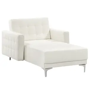 Faux Leather Chaise Lounge White ABERDEEN