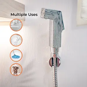 Geepas Hand Held Toilet Bidet Sprayer Water Hose & Mounted Sprayer Holder Included