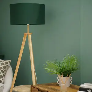 ValueLights Morrigan Modern Light Wood Tripod Design Floor Lamp Base with Storage Shelf