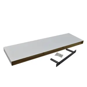 Harbour Housewares - Modern Floating Wall Shelves (Set of 2) White / 4cm H x 80cm W x 23.5cm D