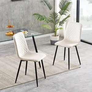 Dining Chairs Velvet Fabric Lexi Set of 2 Beige by MCC