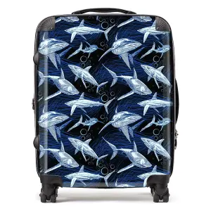 Hand Drawn Shark Pattern Suitcase - Large