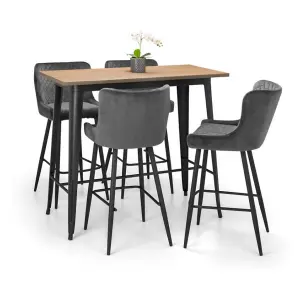 Grafton Bar Table & 4 Luxe Grey Bar Stools