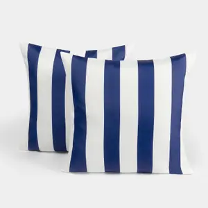 OHS Stripe Water Resistant Filled Cushion Covers, Navy/White - 45 x 45cm - 4 Pack