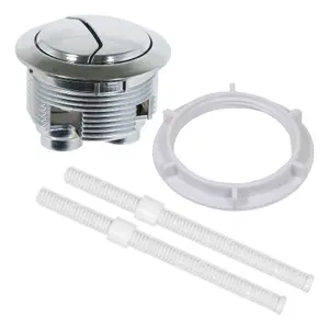 SPARES2GO Toilet Dual Flush Button 48mm WC Cistern Chrome Plated 110mm Double Push Rod Kit