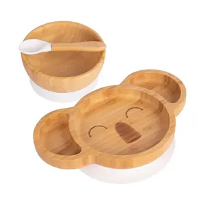 Tiny Dining - Children's Bamboo Suction Koala Dinner Set - White