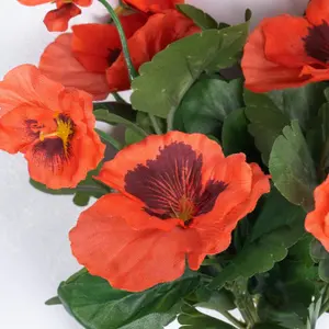 Blooming Artificial - 28cm / 1ft Red Artificial Pansy Bush Multi-Pack