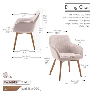 Ariad Upholstered Dining Chair Pink