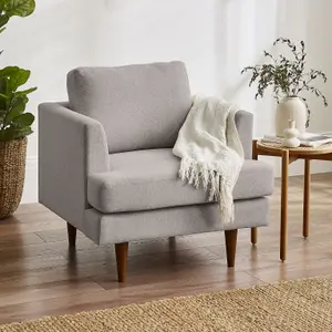 Furniturebox UK Fabric Armchair - 'Fleur' Upholstered Beige Armchair - 100% Eco Recycled Fabric - Modern Living Room Furniture